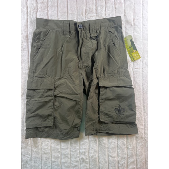Boy Scouts of America Youth Large Centennial Uniform Olive Green Cargo Shorts - Picture 1 of 9
